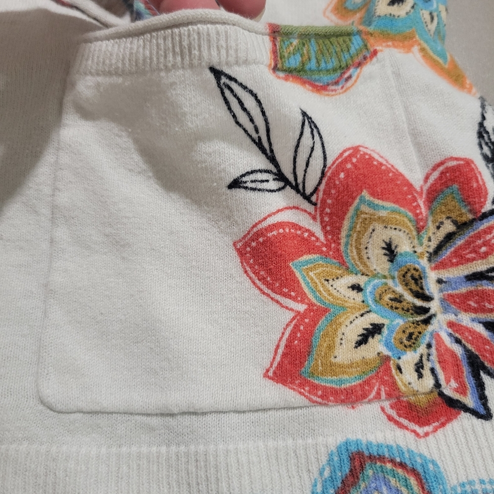 Daniel Rainn Cristiana Floral Print Linen Blend Open Front Cardigan Size L... - Picture 10 of 16